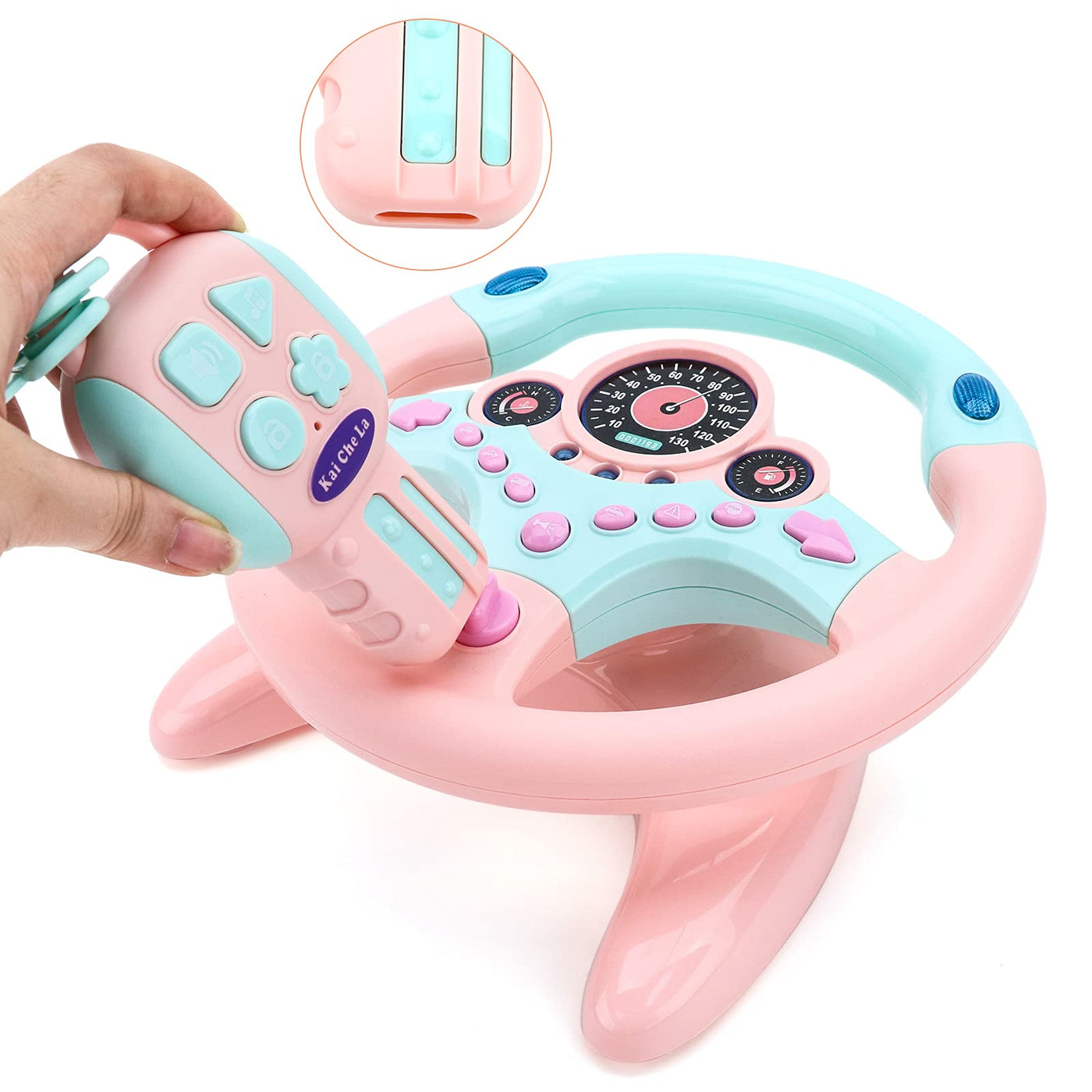 Steering wheel toy Copilot for children Rotation simulation for playing in the car with sound and music Toy for driving a car