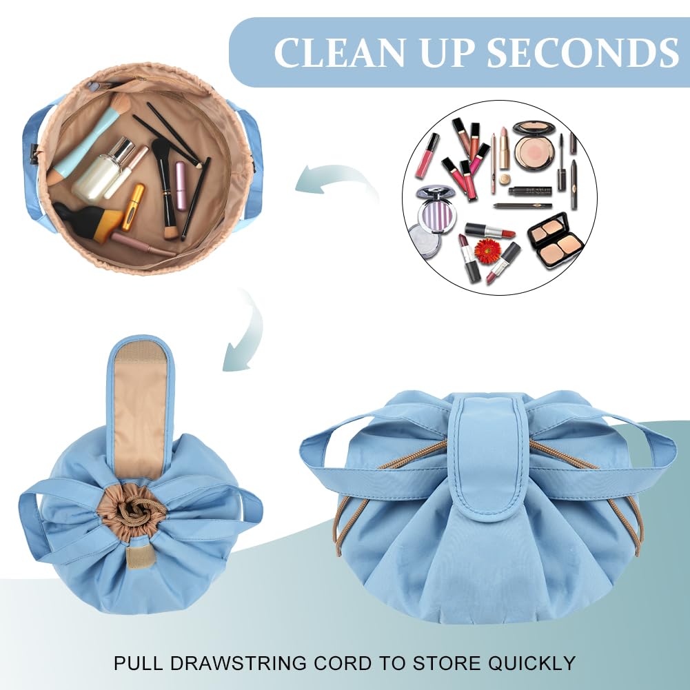 Trousse de maquillage de grande capacité avec cordon, trousse de maquillage de voyage portable