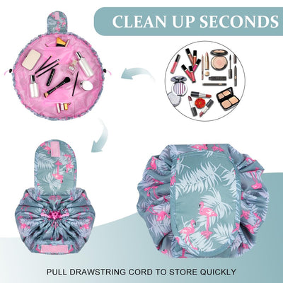 Large Capacity Make Up Bag With Cord, Portable Travel Makeup Bag