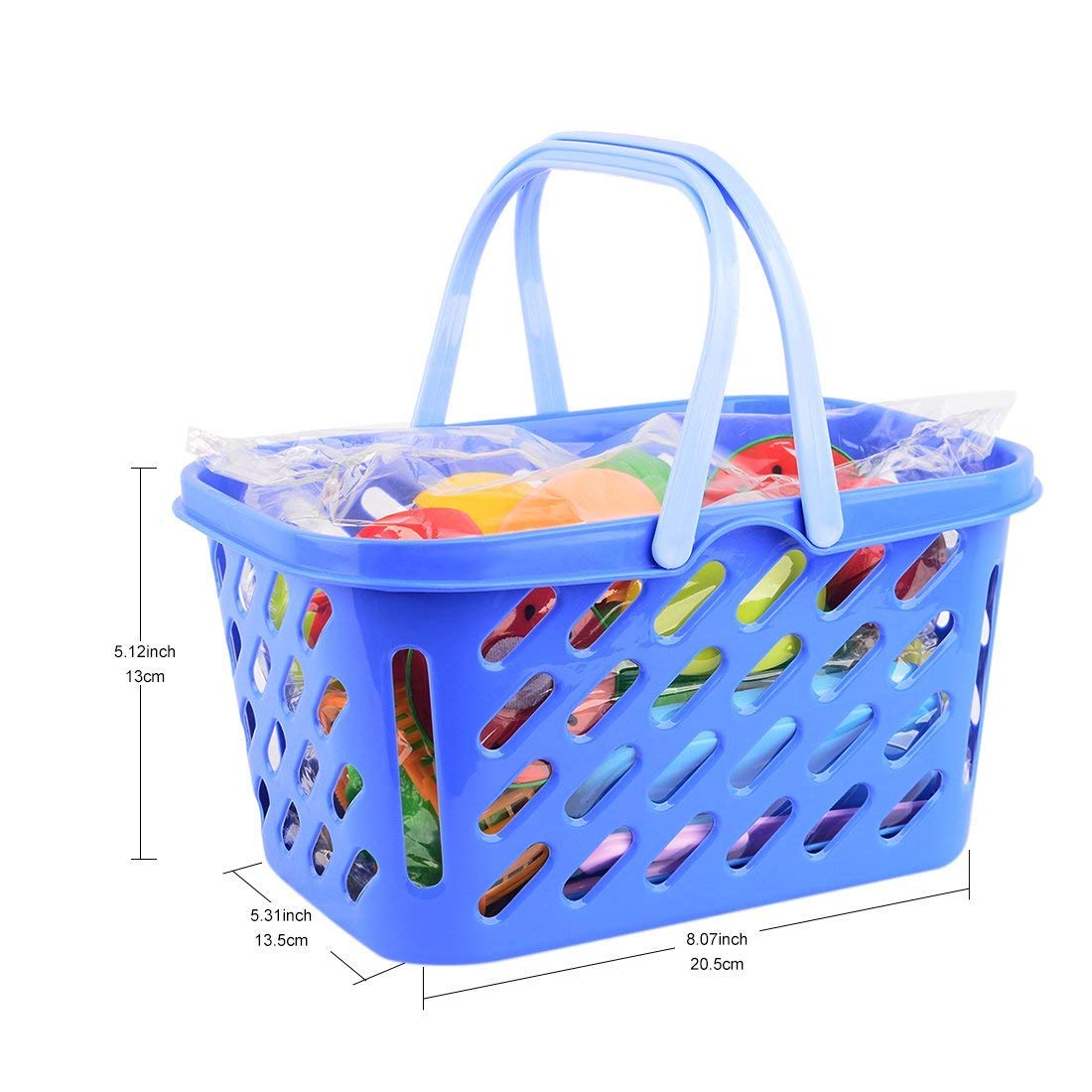 Play kitchen accessories 23 pieces, with a toy knife and a beautiful basket