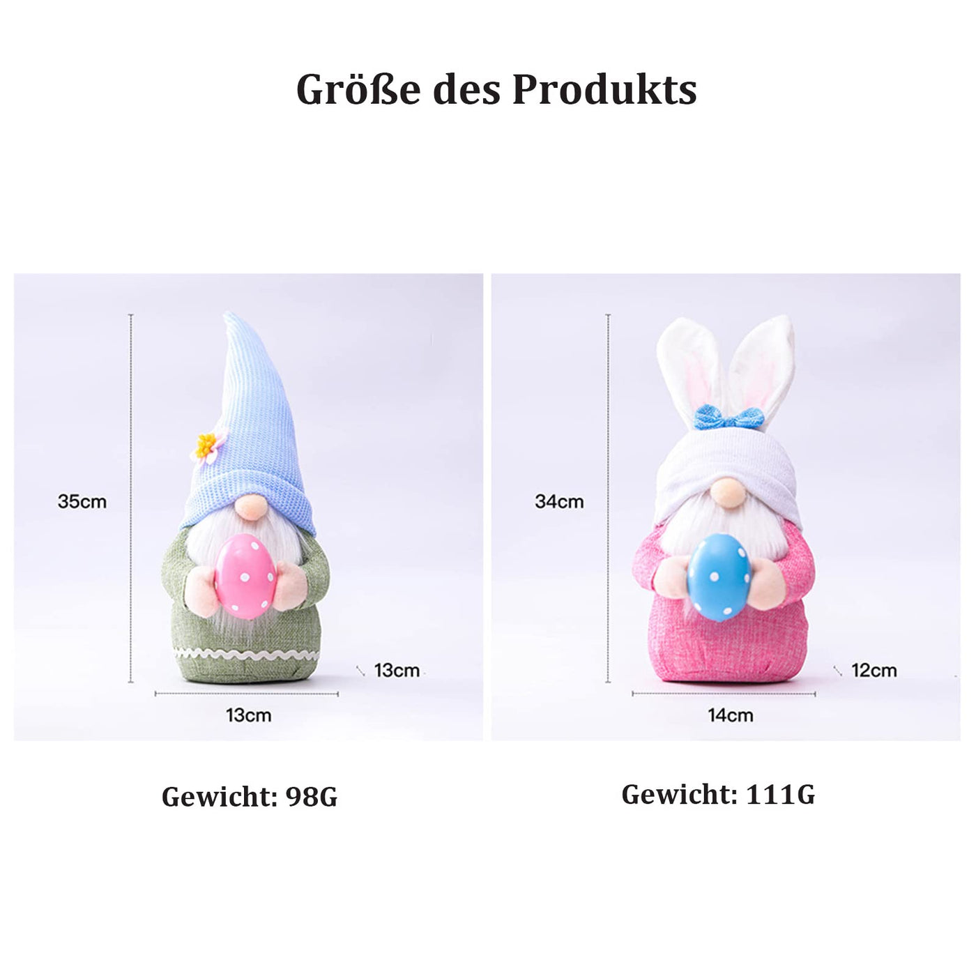 2 pièces décoration de Pâques gnome, fait main en peluche lapin de Pâques gnome avec œufs