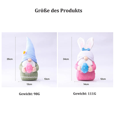 2 pièces décoration de Pâques gnome, fait main en peluche lapin de Pâques gnome avec œufs