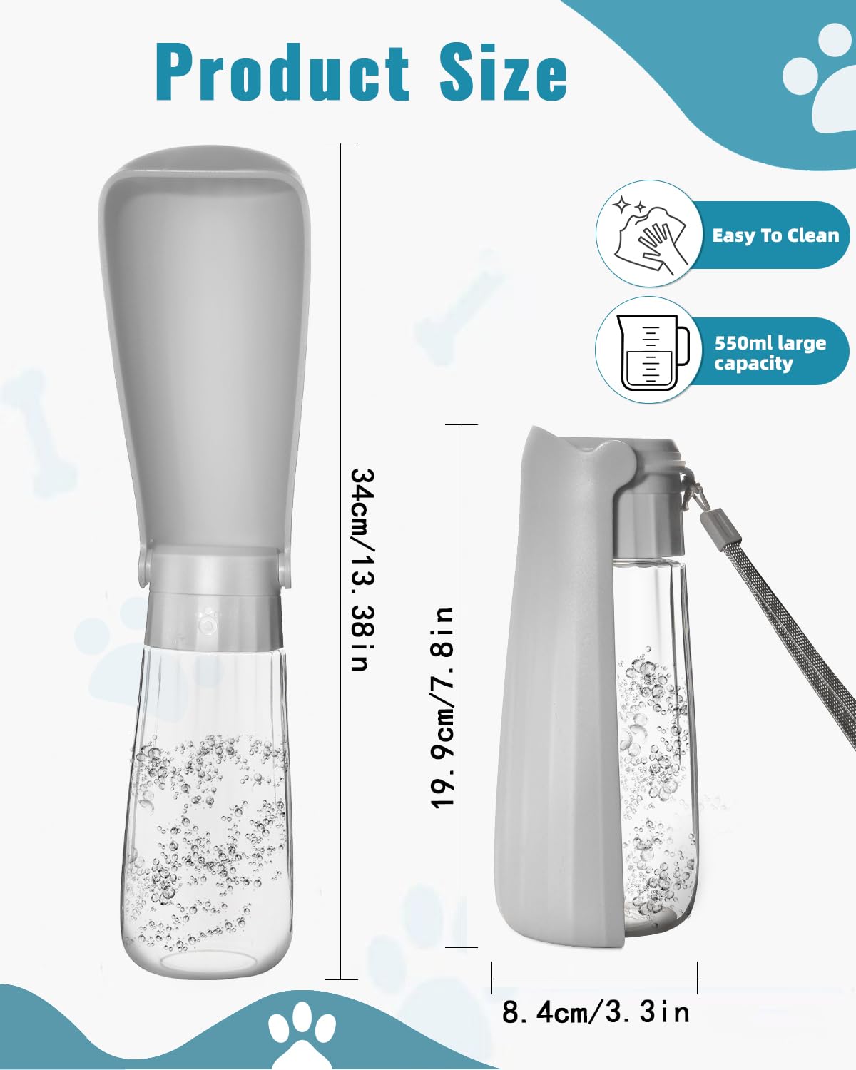 Portable Pet Drinking Bottle, foldable Design