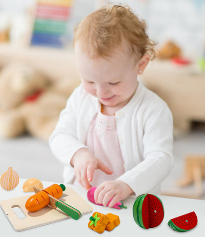 Wooden toy food for children's kitchen, cutting fruit and vegetable set for role play, dismountable, toy food educational toy