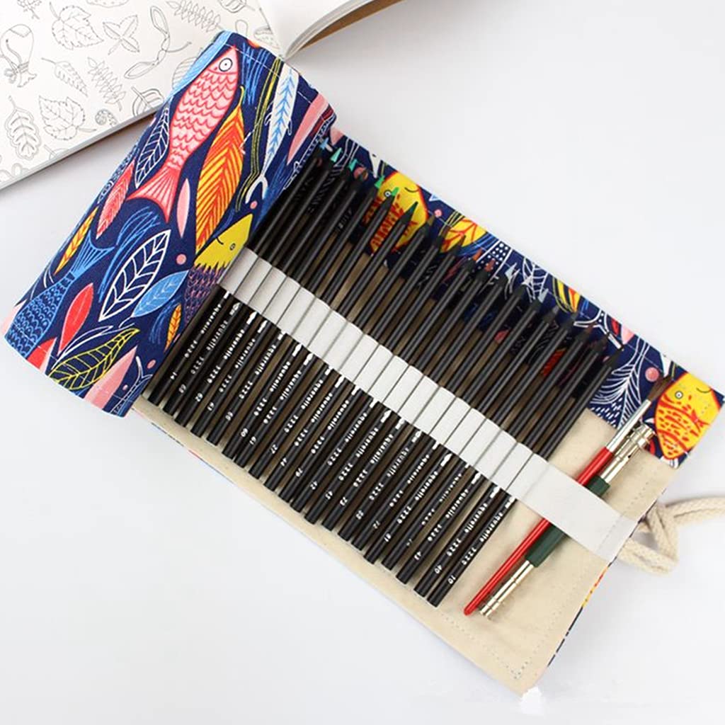 Canvas Pencil Wrap, 2 pieces 36 slots pencil wrap, pencil case