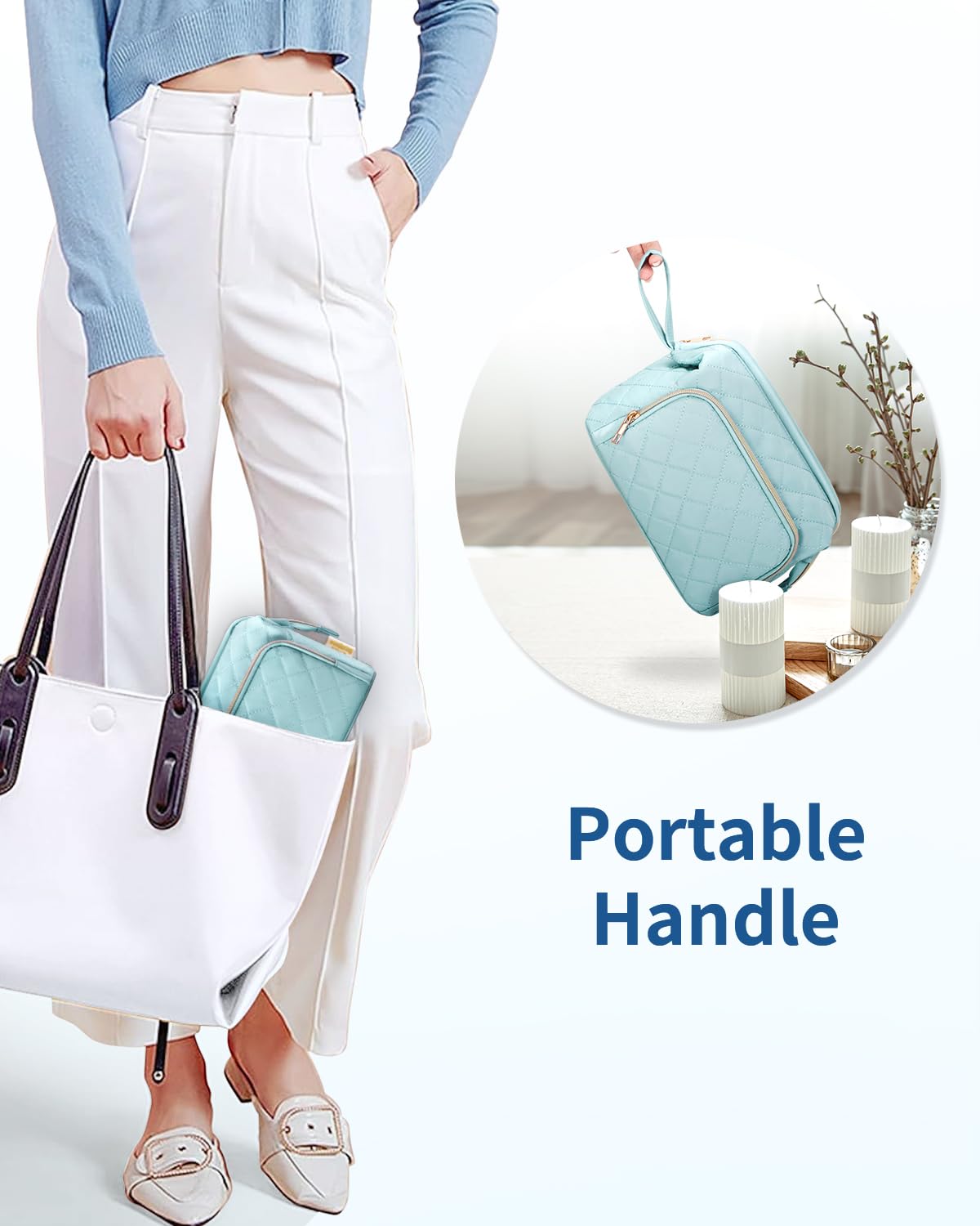 Grande trousse de maquillage, trousse de maquillage à large ouverture pour le maquillage et les voyages