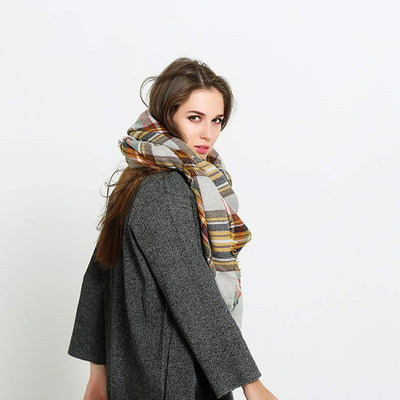 scarf thick knitted scarf plaid neckerchief scarf poncho