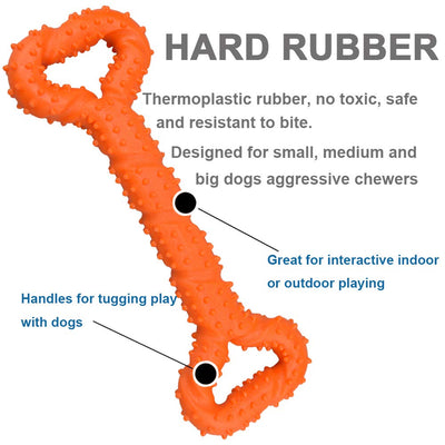 Jouet pour chien robuste en forme d'os à mâcher en caoutchouc dur avec un design convexe