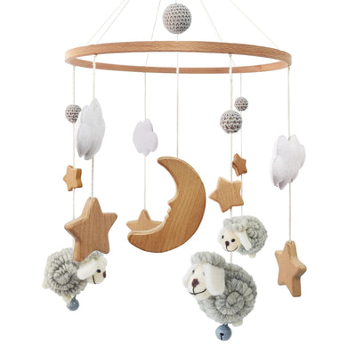 Mobile Babybettchen Glocke Windspiel Baby mit Wolken Sterne