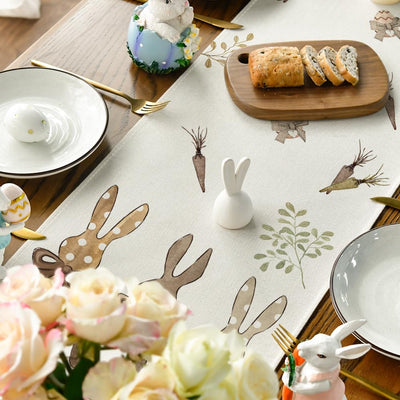 Chemin de table de Pâques, lavable, décoration de table de cuisine et de salle à manger moderne et printanière pour l'intérieur