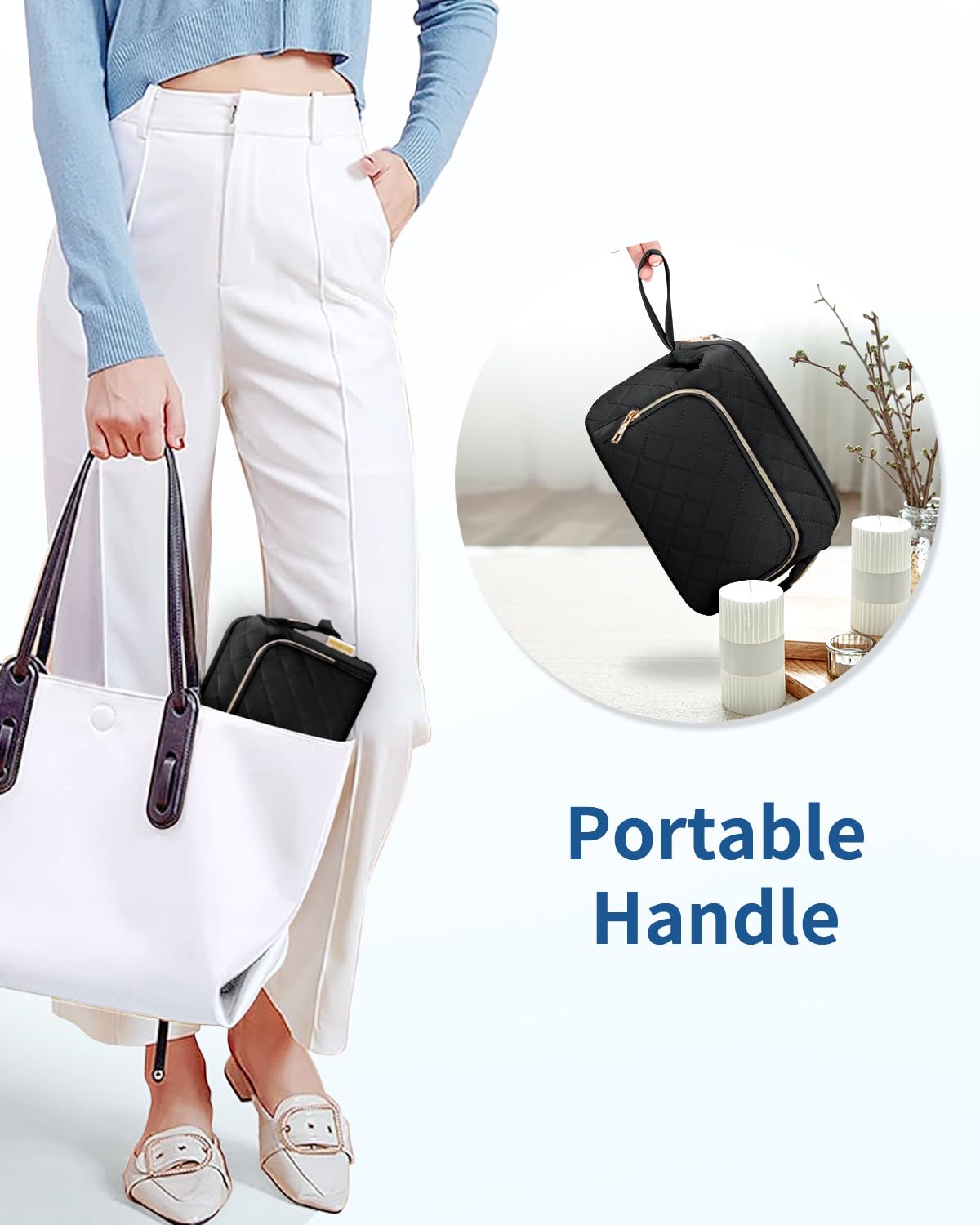Große Schminktasche, Schminktasche mit breiter Öffnung für Make-up und Reisen