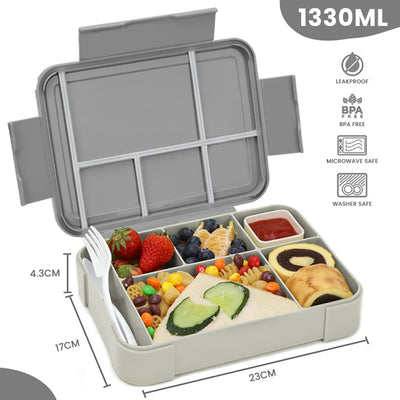 Kids lunch box with compartments L,lunch box kids bento box leakproof with 6 compartments cutlery set,snack box breakfast box