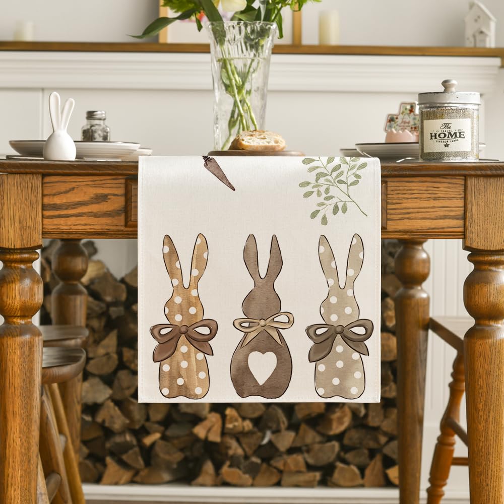 Chemin de table de Pâques, lavable, décoration de table de cuisine et de salle à manger moderne et printanière pour l'intérieur