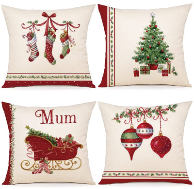 Christmas cushion cover set of 4 cushion covers decorative cushions linen cushion covers