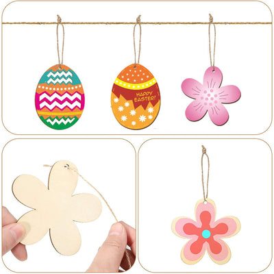 Etiquettes de Pâques en bois à peindre, 264 pièces de bricolage de Pâques pour les enfants, décorations de Pâques pour les enfants