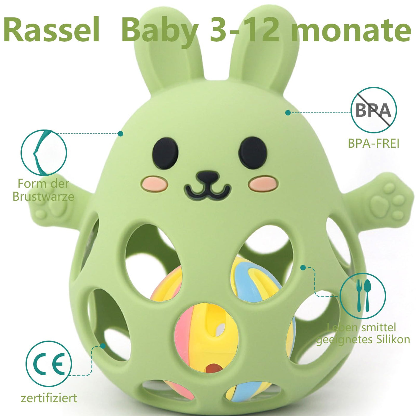 Boule de préhension pour bébé - jouet pour bébé，aide à la dentition pour bébé