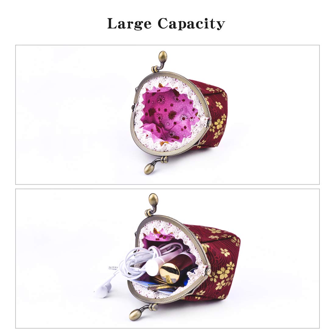 Porte-monnaie floral Portefeuille avec fermeture à clip Fermeture à clic