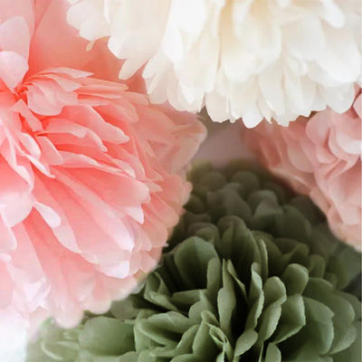 12 pieces party decoration, old-fashioned tissue paper pompoms, tissue paper flowers