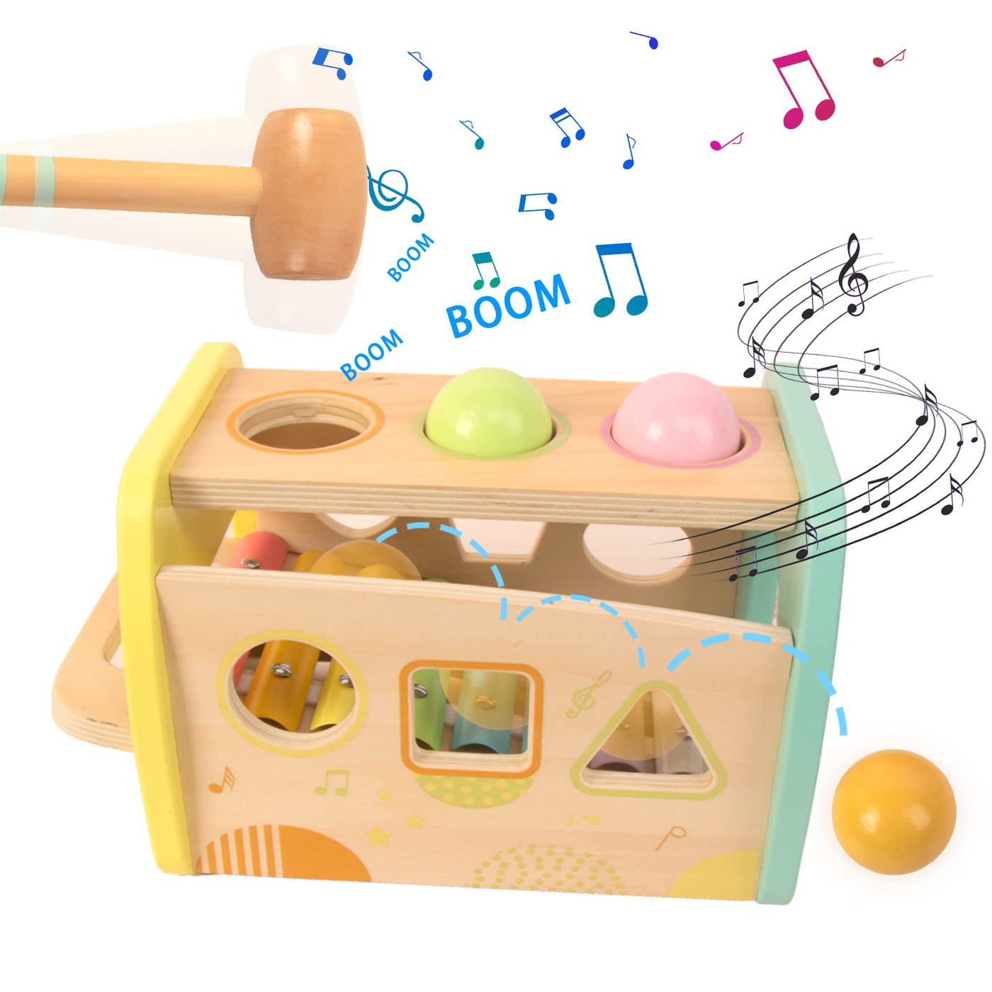 Xylophone et marteau, 3 en 1 jouet musical éducatif pour les enfants d'âge préscolaire jouet en bois jouet éducatif jouet pour la motricité