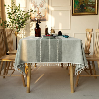 Modern Simple Stripe Tablecloth Tassel Tablecloth Cotton