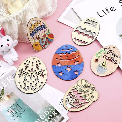 Ostereierdekoration mit Schnur DIY Bastelarbeiten zum Bemalen Holzanhänger für Kinder Ostereier Osterhase