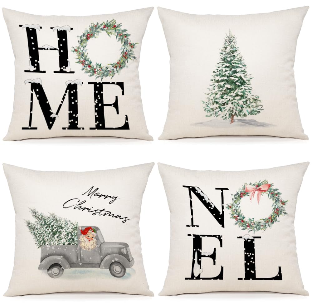 Cushion cover set of 4 cushion cover Christmas cushion covers decorative cushions linen cushion covers for decoration Christmas sofa