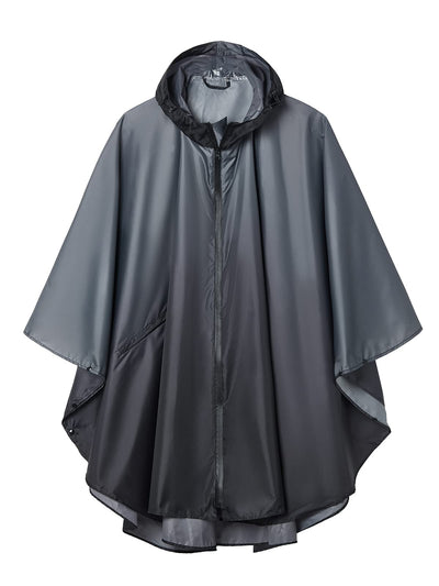 Rain cape with hood zipper, reusable raincoat, rain poncho bike hiking