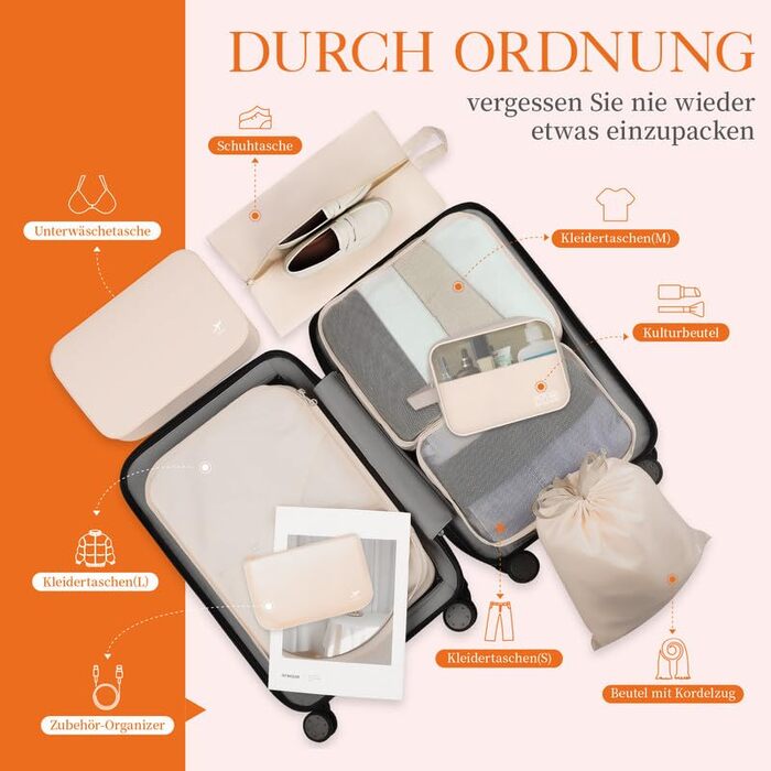 Koffer-Organizer, 8-in-1-Set Gepäck-Organizer