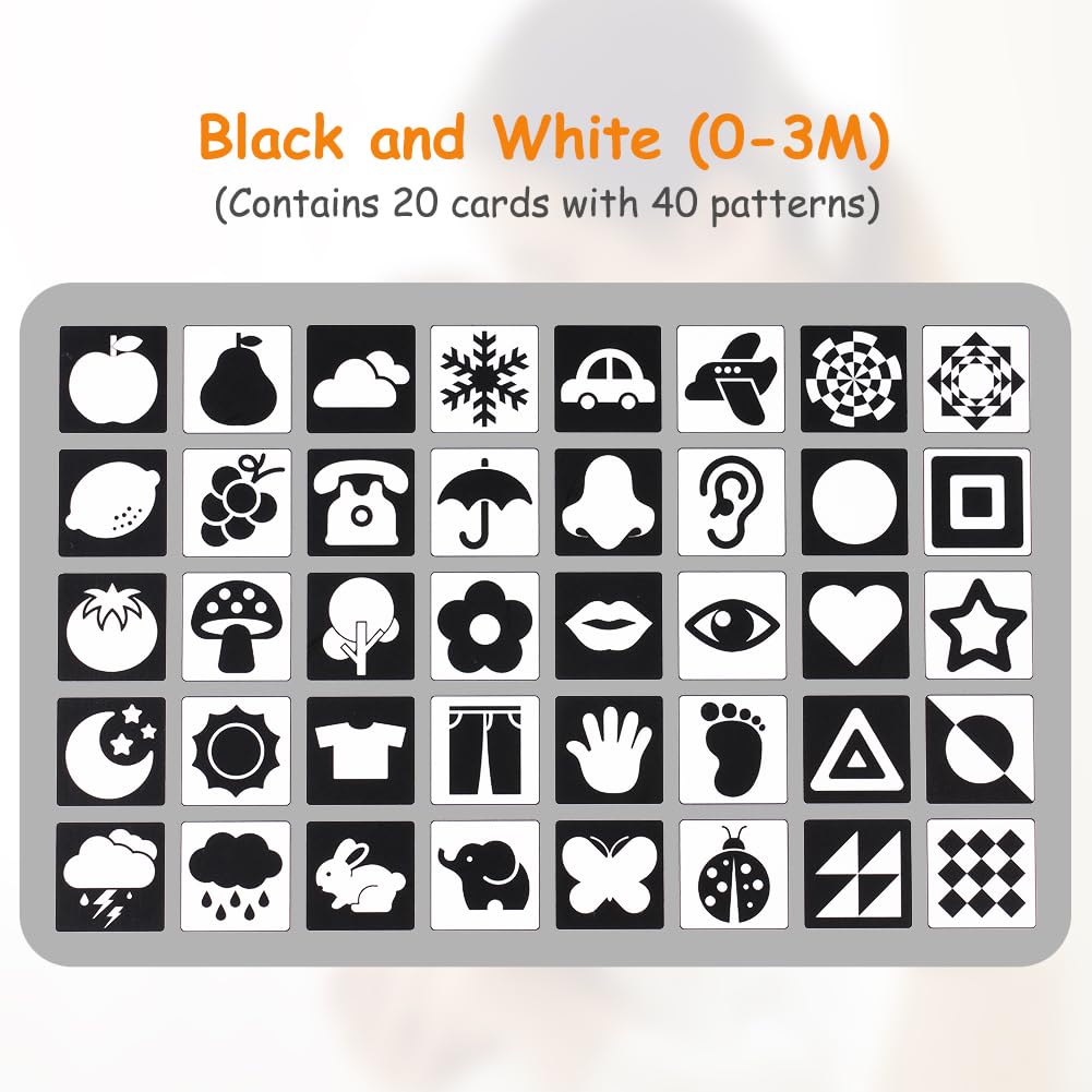 Sensory Toys cards, 20pcs contrast book baby, flashcards toddlers for visual stimulation and brain development
