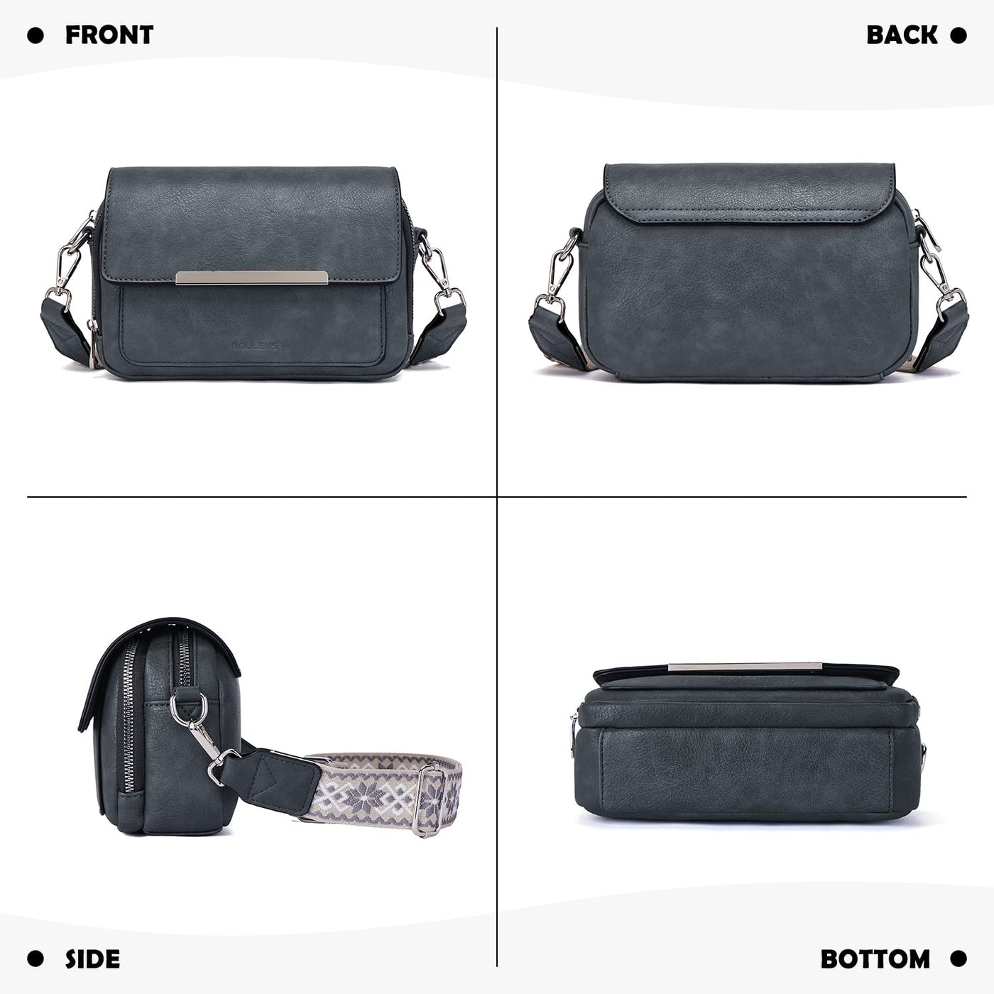 Handy Umhängetasche, Vegan Leder Crossbody Bag Umhängetasche mit verstellbarem abnehmbarem breitem Riemen