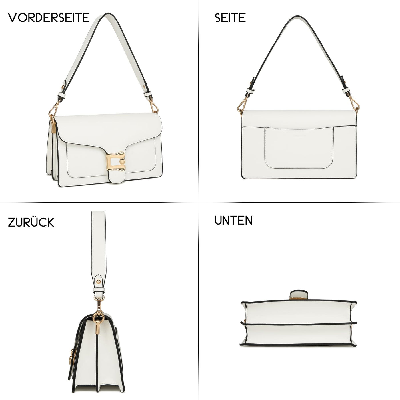 Sac à bandoulière sac de soirée pochette avec 2 bandoulières détachables fentes pour cartes de crédit