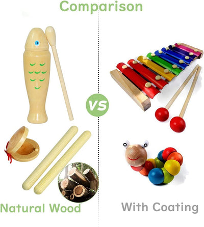 Set d'instruments de musique pour enfants, set de percussions en bois Schlagwerk Rhythm
