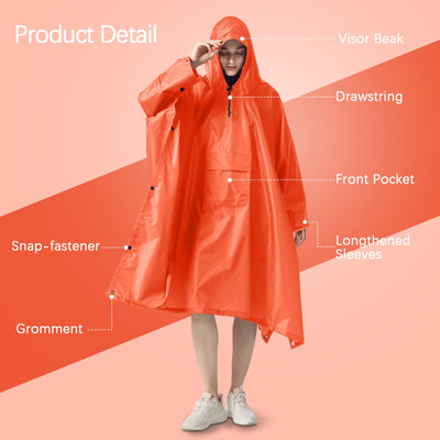 Rain cape Raincoat Rain jacket Waterproof Hiking Cycling Outdoor 3in1 Multipurpose