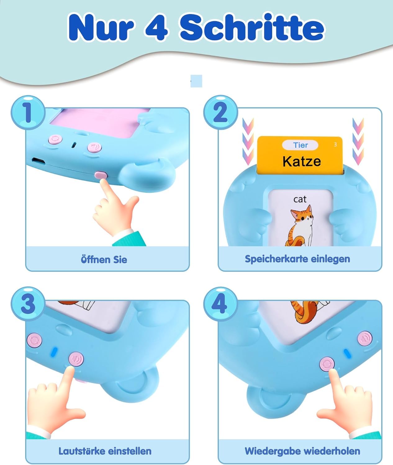 Sprechende Karteikarten, Standard Deutsch-255 Blätter 510 Wörter, Sprechende Karteikarten Lernspielzeug für Kleinkinder