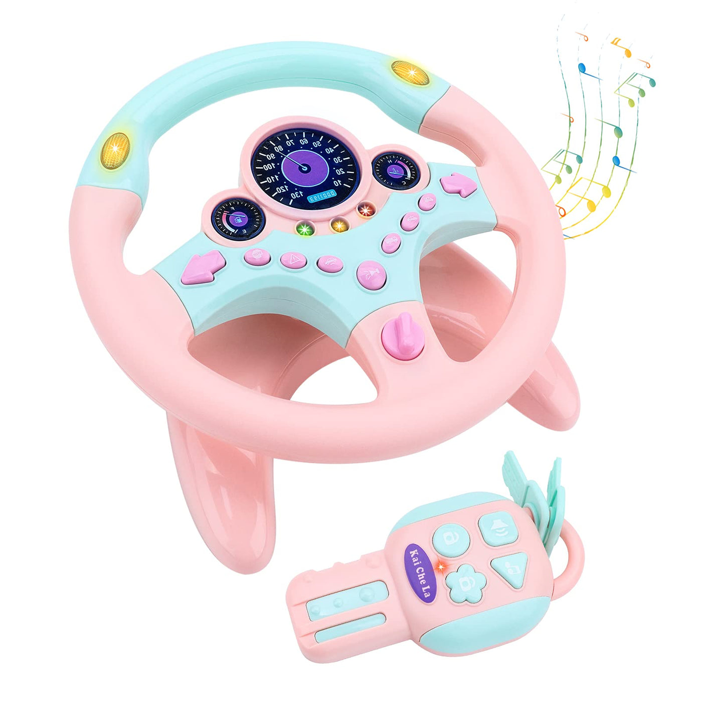 Steering wheel toy Copilot for children Rotation simulation for playing in the car with sound and music Toy for driving a car