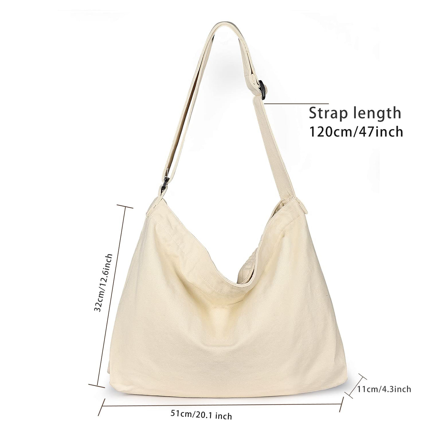 Canvas Shoulder Bag, Canvas Crossbody Bag Large Shoulder Bag with Adjustable Strap