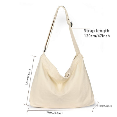 Canvas Shoulder Bag, Canvas Crossbody Bag Large Shoulder Bag with Adjustable Strap