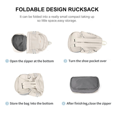 Großer Reiserucksack, faltbarer Laptop-Reiserucksack, wasserdichter Outdoor-Sportrucksack, lässiger Schulrucksack, verstaubarer Fitness-Rucksack mit Schuhfach