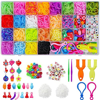 Set pour enfants, 2500+ élastiques colorés boîte de bricolage avec accessoires pour bracelets
