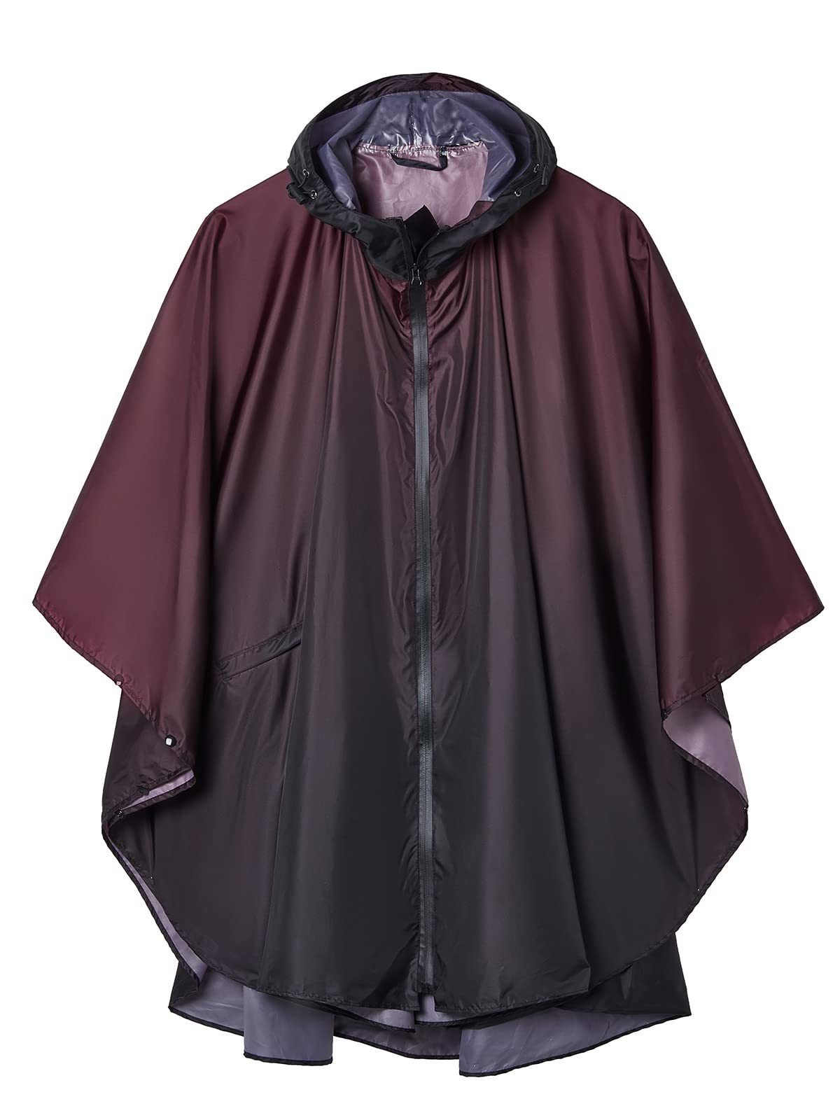 Rain cape with hood zipper, reusable raincoat, rain poncho bike hiking