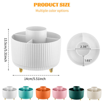 360° Make up Organizer, Brush Holder Cosmetic Storage with 5 compartments