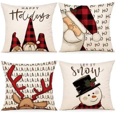 Christmas cushion cover set of 4 cushion covers decorative cushions linen cushion covers