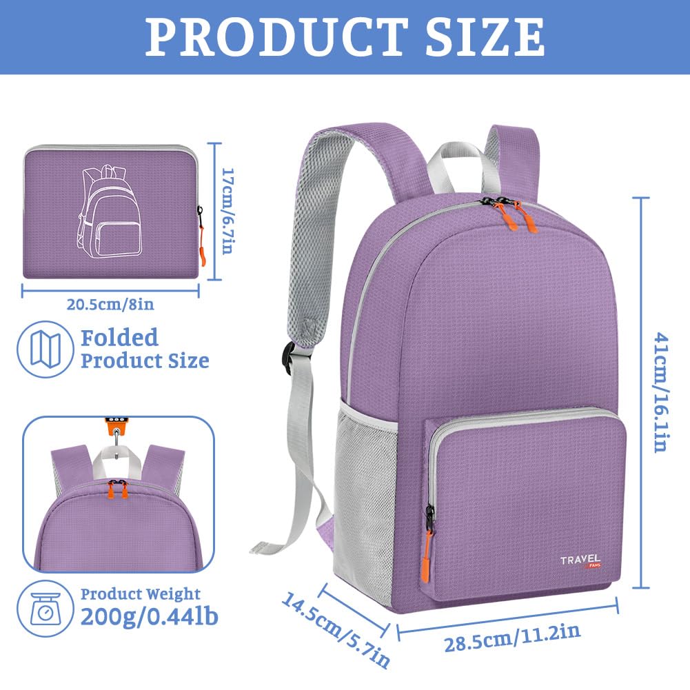 Sac à dos, Sac à dos de randonnée Ultraléger 17L, Sac à dos de Voyage étanche, Sac à dos pour la Randonnée, les Voyages, le cyclisme et l'escalade