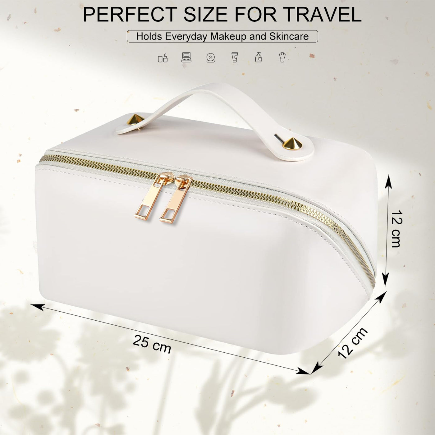 Sac à cosmétiques de voyage, sac de maquillage de grande capacité, sac de maquillage portable en cuir PU, sac de toilette, organisateur