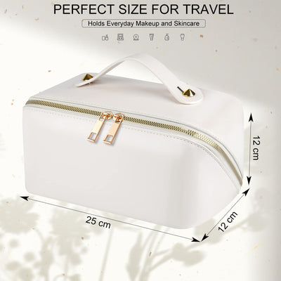 Sac à cosmétiques de voyage, sac de maquillage de grande capacité, sac de maquillage portable en cuir PU, sac de toilette, organisateur