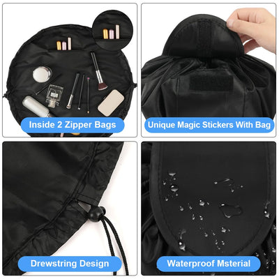 Trousse de maquillage de grande capacité avec cordon, trousse de maquillage de voyage portable