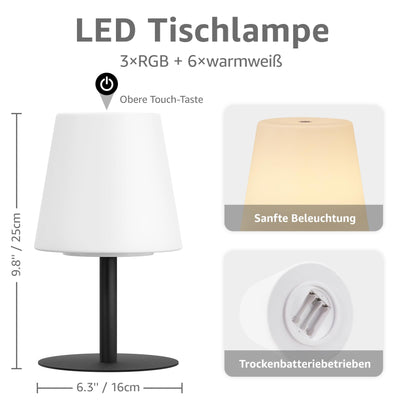 LED Outdoor Table Lamp with 8 Colors Cordless Lamp