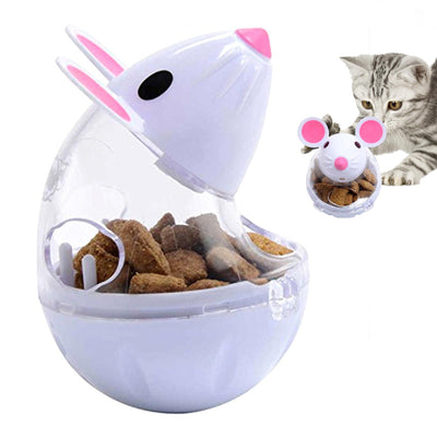 Distributeur de Boules de Friandises pour Chats-Tumbling de Souris, Boule de Nourriture Manquante , Petit Jouet Amusant pour Chat, Mangeoire Lente, Entraînement et Interactif, Prévient l'obésité