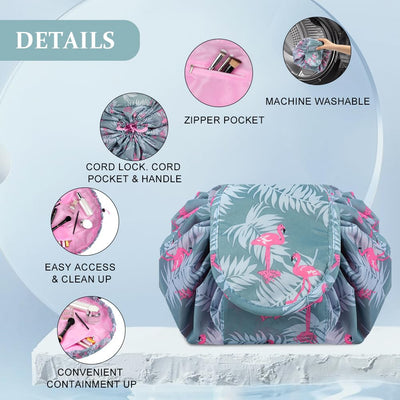 Large Capacity Make Up Bag With Cord, Portable Travel Makeup Bag