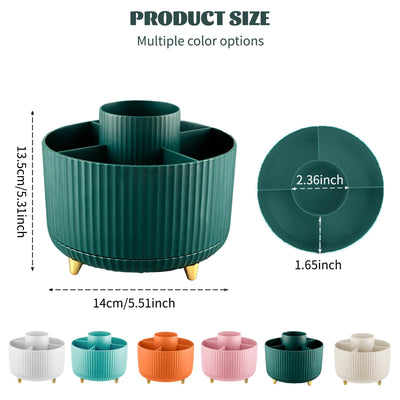 360° Make up Organizer, Brush Holder Cosmetic Storage with 5 compartments